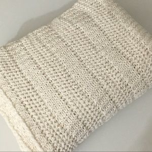 Crocheted Cream Chenille Lap Blanket